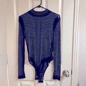 Mock neck SheeR Star Studded Longsleeve Body Suit